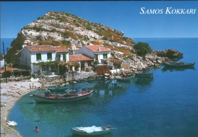 Ca. 1949
Das Bild ist fotografiert von George Stamatakis, dem alten Mann, der noch heute am Hafen von Kokkari in einem interessanten Laden ein riesiges Angebot an Postkarten bereithlt.


Die Karte von ca. 1949 trgt den Vermerk:


Dimitrios G. Davaris.